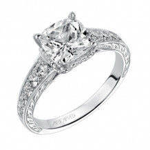 Artcarved Bridal Mounted with CZ Center Vintage Engraved Diamond Engagement Ring Anastasia 14K White Gold - 31-V491HUW-E.00