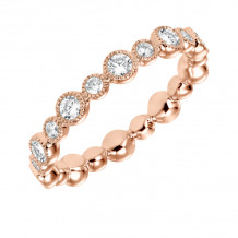 Artcarved Bridal Mounted with Side Stones Contemporary Stackable Eternity Anniversary Band 14K Rose Gold - 33-V14E4R65-L.00