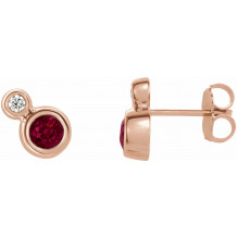 14K Rose Ruby & .03 CTW Diamond Earrings - 868886053P