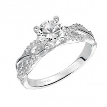 Artcarved Bridal Mounted with CZ Center Contemporary Twist Diamond Engagement Ring Virginia 14K White Gold - 31-V421ERW-E.00