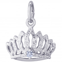 Sterling Silver Tiara With Stone Charm