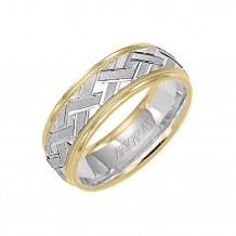 ArtCarved 14k Two Tone Gold Carved Wedding Band