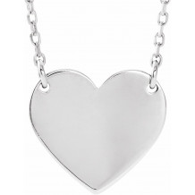 14K White Engravable 12x11 mm  Heart 16-18 Necklace - 867741000P