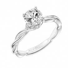 Artcarved Bridal Semi-Mounted with Side Stones Contemporary Floral Twist Engagement Ring Aster 14K White Gold - 31-V845ERW-E.01