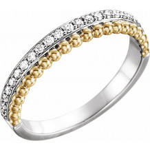14K White/Yellow 1/5 CTW Diamond Beaded Ring - 123116605P