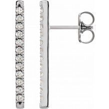 14K White 1/3 CTW Diamond French-Set Bar Earrings - 87066605P