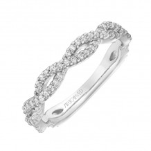 Artcarved Bridal Mounted with Side Stones Contemporary Floral Twist Diamond Wedding Band Sweetpea 18K White Gold - 31-V841W-L.01