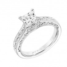 Artcarved Bridal Semi-Mounted with Side Stones Vintage Filigree Diamond Engagement Ring Marion 18K White Gold - 31-V792ECW-E.03