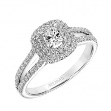 Artcarved Bridal Mounted Mined Live Center Classic One Love Halo Engagement Ring Dorothy 14K White Gold - 31-V610BRW-E.00