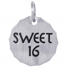Sterling Silver Sweet 16 Charm Tag  Charm