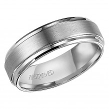 ArtCarved Gray Tungsten Carbide 7mm Comfort Fit Brushed Center Wedding Band
