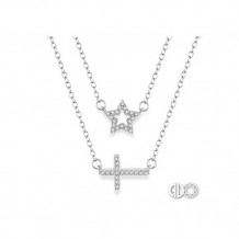 Ashi Diamonds 10k White Gold Diamond Star & Cross Layered Pendant