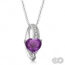 Ashi Diamonds Silver Heart Gemstone Pendant