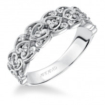 Artcarved Bridal Mounted with Side Stones Vintage Fashion Diamond Anniversary Band Juliana 14K White Gold - 33-V3031W-L.00