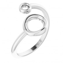 14K White Double Circle Bypass Ring - 51740101P