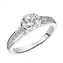Artcarved Bridal Mounted with CZ Center Contemporary Bezel Diamond Engagement Ring Carina 14K White Gold - 31-V385ERW-E.00