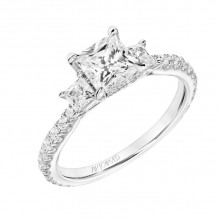Artcarved Bridal Mounted with CZ Center Classic Diamond 3-Stone Engagement Ring Rea 18K White Gold - 31-V812ECW-E.02