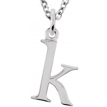 14K White Lowercase Initial k 16 Necklace - 8578070031P