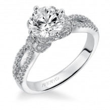 Artcarved Bridal Mounted with CZ Center Contemporary Floral Diamond Engagement Ring Phoebe 14K White Gold - 31-V337GRW-E.00