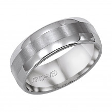 ArtCarved Gray Tungsten Carbide 8mm Satin Finished Inlay Wedding Band