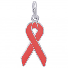Sterling Silver Red Ribbon Charm