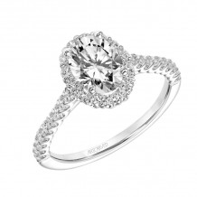 Artcarved Bridal Semi-Mounted with Side Stones Classic Halo Engagement Ring Jocelyn 18K White Gold - 31-V892EVW-E.03