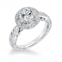 Artcarved Bridal Mounted with CZ Center Vintage Filigree Halo Engagement Ring Eleanor 14K White Gold - 31-V695ERW-E.00