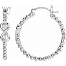 14K White 22.3 mm Infinity-Inspired Beaded Hoop Earrings - 653405601P