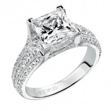 Artcarved Bridal Mounted with CZ Center Vintage Milgrain Engagement Ring Harper 14K White Gold - 31-V504HCW-E.00