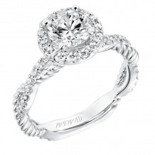 Artcarved Bridal Mounted with CZ Center Contemporary Rope Halo Engagement Ring Isobel 14K White Gold - 31-V699ERW-E.00