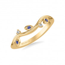 Artcarved Bridal Mounted with Side Stones Contemporary Wedding Band 14K Yellow Gold & Blue Sapphire - 31-V1036SY-L.00