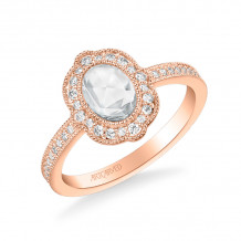 Artcarved Bridal Mounted Mined Live Center Vintage Halo Engagement Ring 18K Rose Gold - 31-V1000CVR-E.01