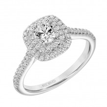Artcarved Bridal Semi-Mounted with Side Stones Classic One Love Halo Engagement Ring Avril 14K White Gold - 31-V608BRW-E.04