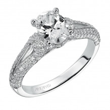 Artcarved Bridal Mounted with CZ Center Contemporary Engagement Ring Laura 14K White Gold - 31-V414EVW-E.00