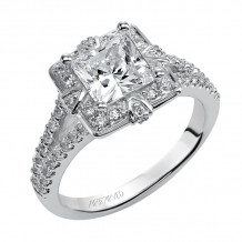 Artcarved Bridal Semi-Mounted with Side Stones Contemporary Halo Engagement Ring Mona 14K White Gold - 31-V358GCW-E.01