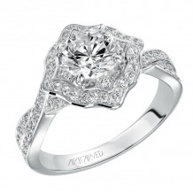 Artcarved Bridal Semi-Mounted with Side Stones Vintage Halo Engagement Ring Lucia 14K White Gold - 31-V477ERW-E.01