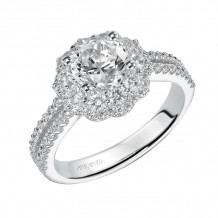Artcarved Bridal Mounted with CZ Center Contemporary Halo Engagement Ring Jacqueline 14K White Gold - 31-V453ERW-E.00