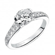 Artcarved Bridal Mounted with CZ Center Contemporary Bezel Diamond Engagement Ring Brynn 14K White Gold - 31-V386ERW-E.00