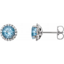 14K White Aquamarine & 1/6 CTW Diamond Earrings - 86509990P