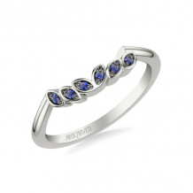 Artcarved Bridal Mounted with Side Stones Contemporary Wedding Band 14K White Gold & Blue Sapphire - 31-V317SW-L.00