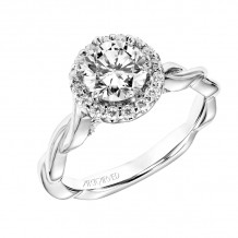 Artcarved Bridal Mounted with CZ Center Contemporary Twist Halo Engagement Ring Logan 14K White Gold - 31-V770ERW-E.00