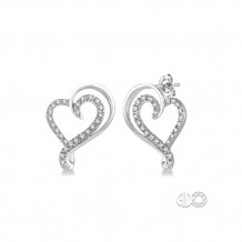Ashi 10k White Gold Single Cut Diamond Heart Earrings