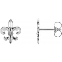 14K White Fleur-De-Lis Earrings - 861091005P