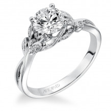 Artcarved Bridal Semi-Mounted with Side Stones Contemporary One Love Engagement Ring Corinne 14K White Gold - 31-V317ERW-E.01