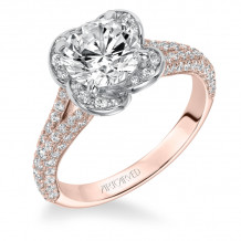 Artcarved Bridal Mounted with CZ Center Contemporary Floral Halo Engagement Ring Katalina 14K Rose Gold Primary & White Gold - 31-V583GRR-E.00
