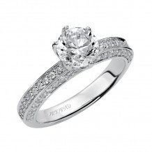 Artcarved Bridal Semi-Mounted with Side Stones Contemporary Engagement Ring Ines 14K White Gold - 31-V213ERW-E.01
