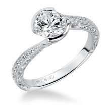Artcarved Bridal Semi-Mounted with Side Stones Vintage Engraved Diamond Engagement Ring Rima 14K White Gold - 31-V515ERW-E.01
