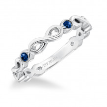 Artcarved Bridal Mounted with Side Stones Contemporary Fashion Diamond Anniversary Band 14K White Gold & Blue Sapphire - 33-V9155W-L.00