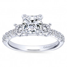Gabriel & Co 14k White Gold Princess Cut 3 Stones Engagement Ring