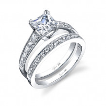 0.34tw Semi-Mount Engagement Ring With 1ct Princess Head